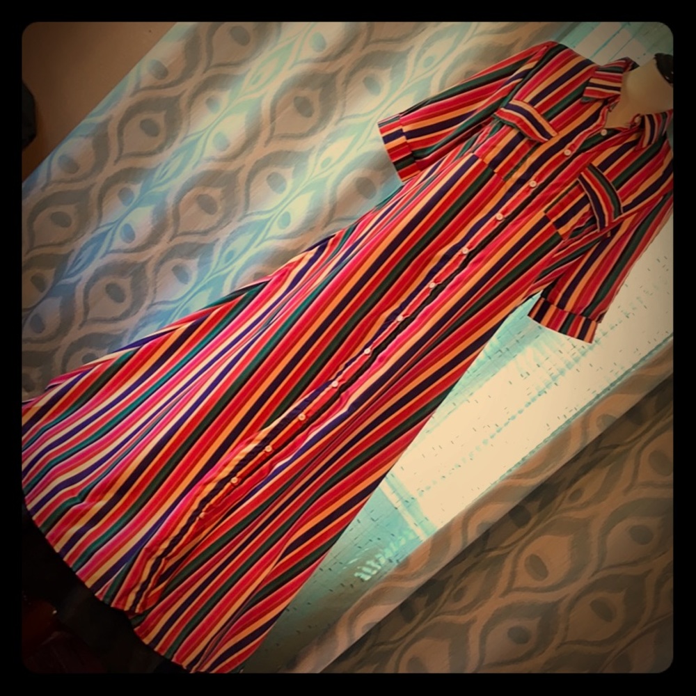 XL serape long button down dress tunic poly blend